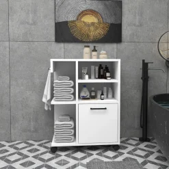 Armadio Multiuso 1 Anta Bianco 5 Ripiani Un'anta 81x60h cm, 5 Vani - Fornelli