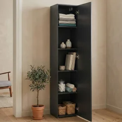 Armadi Multiuso 1 Anta > Dmora Armadio Multiuso 1 Anta 4 Ripiani Apertura Battente 40x180h cm, Un'anta - Neto Grigio Antracite