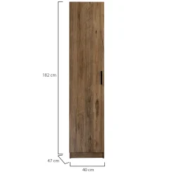 Armadi Multiuso 1 Anta > Dmora Armadio Multiuso 1 Anta 4 Ripiani Un'anta 40x201h cm, Intaglio Geometrico - Felitto Marrone Noce