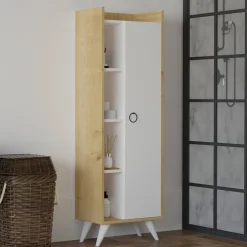 Armadi Multiuso 1 Anta > Dmora Armadio Multiuso 1 Anta Marrone Rovere Nero Antracite 5 Ripiani Un'anta 60x81h cm, 5 Vani - Fornelli Nero Antracite, Marrone Rovere