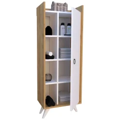 Armadi Multiuso 1 Anta > Dmora Armadio Multiuso 1 Anta Marrone Rovere Nero Antracite 5 Ripiani Un'anta 60x81h cm, 5 Vani - Fornelli Nero Antracite, Marrone Rovere
