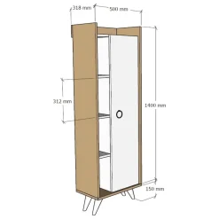 Armadi Multiuso 1 Anta > Dmora Armadio Multiuso 1 Anta Marrone Rovere Nero Antracite 5 Ripiani Un'anta 60x81h cm, 5 Vani - Fornelli Nero Antracite, Marrone Rovere