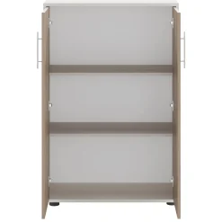 Armadio Multiuso 2 Ante Beige Marrone Noce 2 Ripiani 2 Ante 79x118h cm, 3 Vani - Parabita