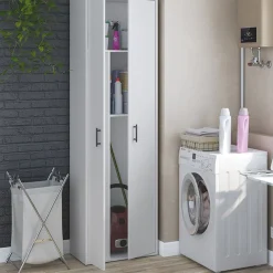 Armadi Multiuso 2 Ante > Dmora Armadio Multiuso 2 Ante 3 Ripiani 2 Ante 35x195h cm, Ideale per Lavanderia Made in Italy - Gilroy Bianco