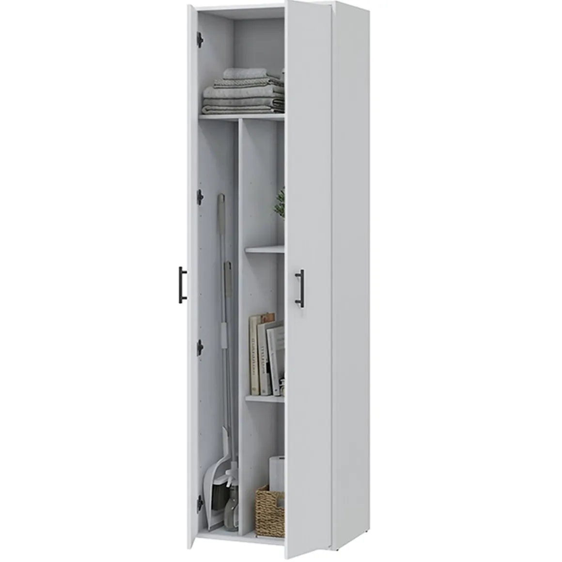 Armadi Multiuso 2 Ante > Dmora Armadio Multiuso 2 Ante 3 Ripiani 2 Ante 35x195h cm, Ideale per Lavanderia Made in Italy - Gilroy Bianco