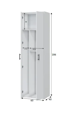 Armadi Multiuso 2 Ante > Dmora Armadio Multiuso 2 Ante 3 Ripiani 2 Ante 35x195h cm, Ideale per Lavanderia Made in Italy - Gilroy Bianco