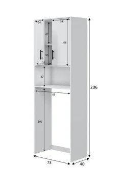 Armadi Multiuso 2 Ante > Dmora Armadio Multiuso 2 Ante 3 Ripiani Apertura Battente 80x206h cm, 2 Ante - Mileto Bianco