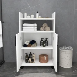 Armadio Multiuso 2 Ante Bianco 4 Ripiani 2 Ante 60x97h cm, 3 Vani - Marzi