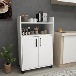 Armadio Multiuso 2 Ante Bianco 4 Ripiani 2 Ante 60x97h cm, 3 Vani - Marzi
