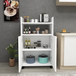 Armadio Multiuso 2 Ante Bianco 4 Ripiani 2 Ante 60x97h cm, 3 Vani - Marzi