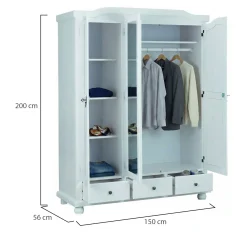 Armadi Multiuso 2 Ante > Dmora Armadio Multiuso 2 Ante 5 Ripiani Apertura Battente 70x189h cm, 2 Ante - Pazzano Bianco