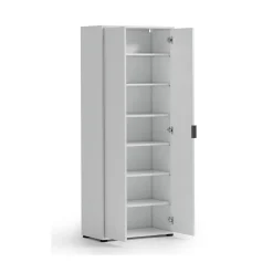 Armadio Multiuso 2 Ante Bianco Lucido Cassetti 6 Ripiani 72.5x180h cm, 2 Ante - Angitola