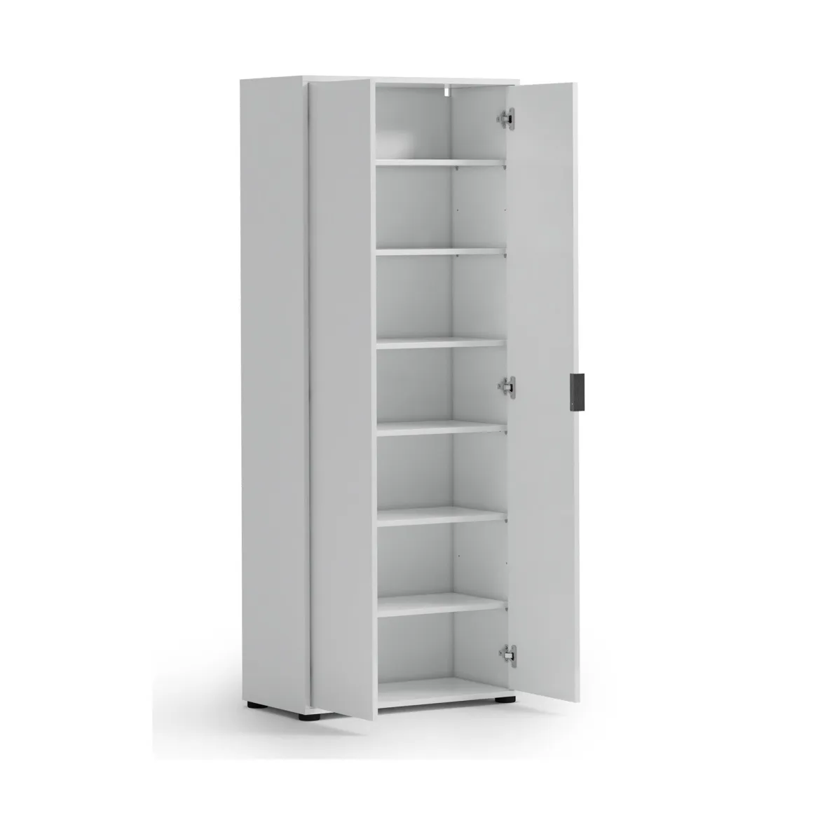 Armadio Multiuso 2 Ante Bianco Lucido Cassetti 6 Ripiani 72.5x180h cm, 2 Ante - Angitola