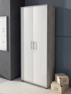 Armadio multiuso 2 ante Dpazzin, 79x34h188 cm, Bianco e Cemento
