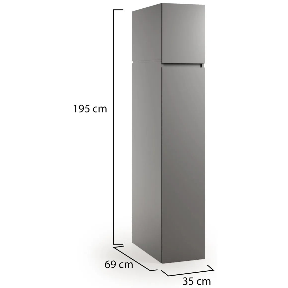 Armadio Multiuso 2 Ante Grigio 3 Ripiani 2 Ante 35x195h cm, Ideale per Lavanderia Made in Italy - Gilroy