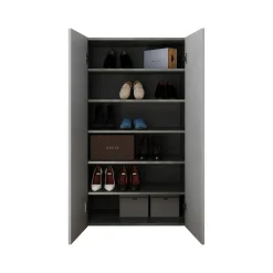 Armadi Multiuso 2 Ante > Dmora Armadio Multiuso 2 Ante Grigio Cemento Bianco Cassetti 4 Ripiani 79x118h cm, 2 Ante - Parabita Bianco, Grigio Cemento