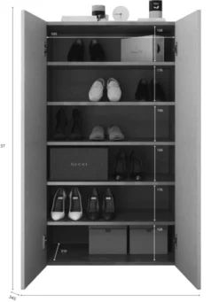 Armadio Multiuso 2 Ante Grigio Cemento 5 Ripiani Apertura Manuale 63x114h cm, 2 Ante - Floro