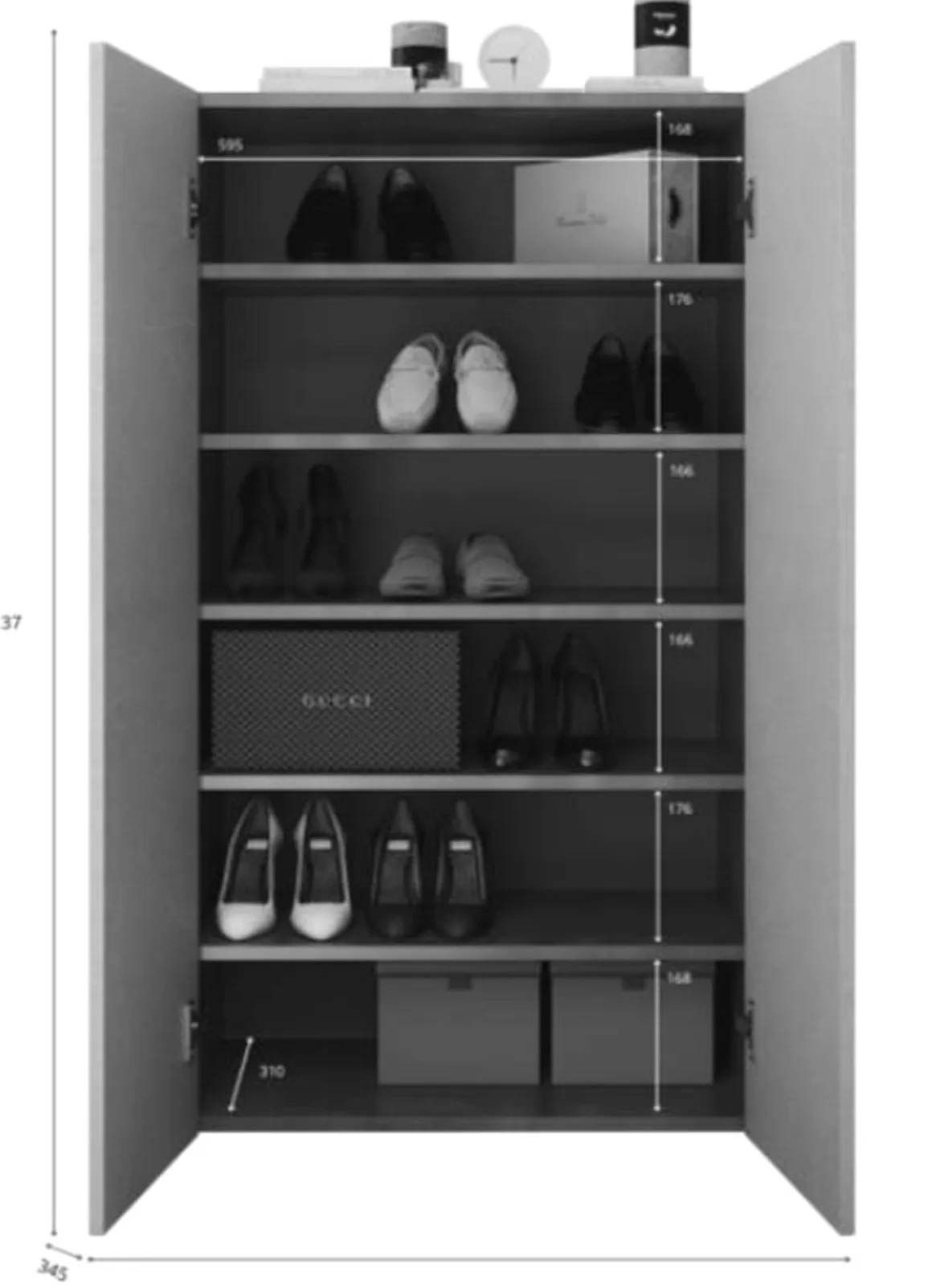 Armadio Multiuso 2 Ante Grigio Cemento 5 Ripiani Apertura Manuale 63x114h cm, 2 Ante - Floro