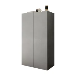 Armadio Multiuso 2 Ante Grigio Cemento 5 Ripiani Apertura Manuale 63x114h cm, 2 Ante - Floro