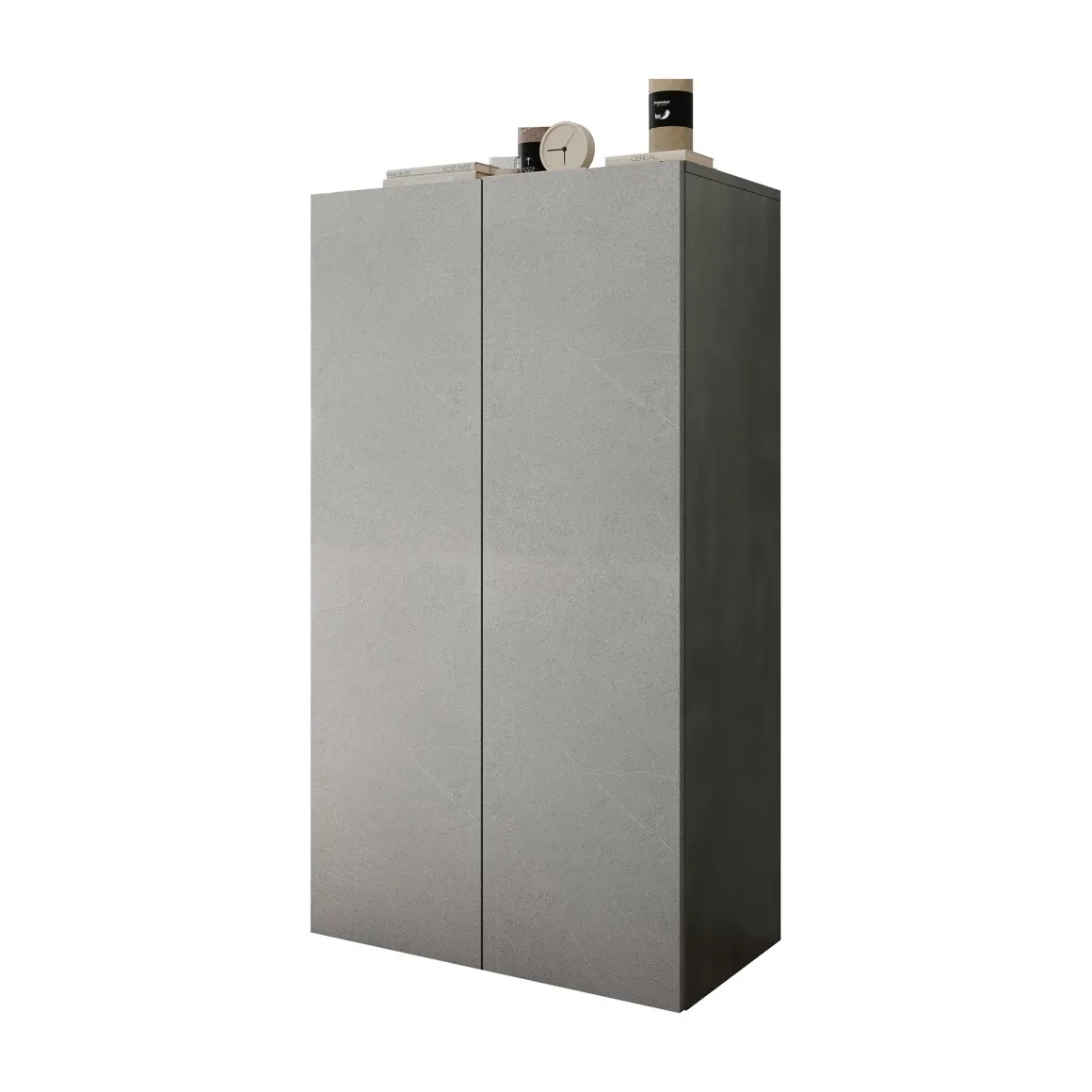 Armadio Multiuso 2 Ante Grigio Cemento 5 Ripiani Apertura Manuale 63x114h cm, 2 Ante - Floro