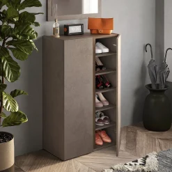 Armadi Multiuso 2 Ante > Dmora Armadio Multiuso 2 Ante Marrone Bronzo Trasparente 8 Ripiani Apertura Manuale 70x185h cm, 9 Vani - Salcito Trasparente, Marrone Bronzo