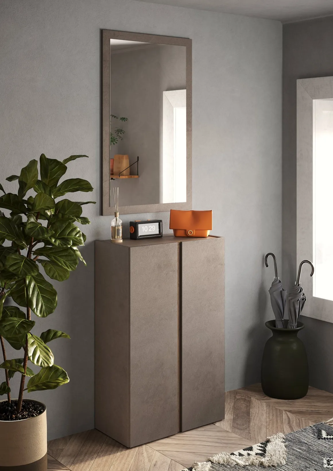 Armadio Multiuso 2 Ante Marrone Bronzo 5 Ripiani Apertura Manuale 70x111h cm, 2 Ante - Predore