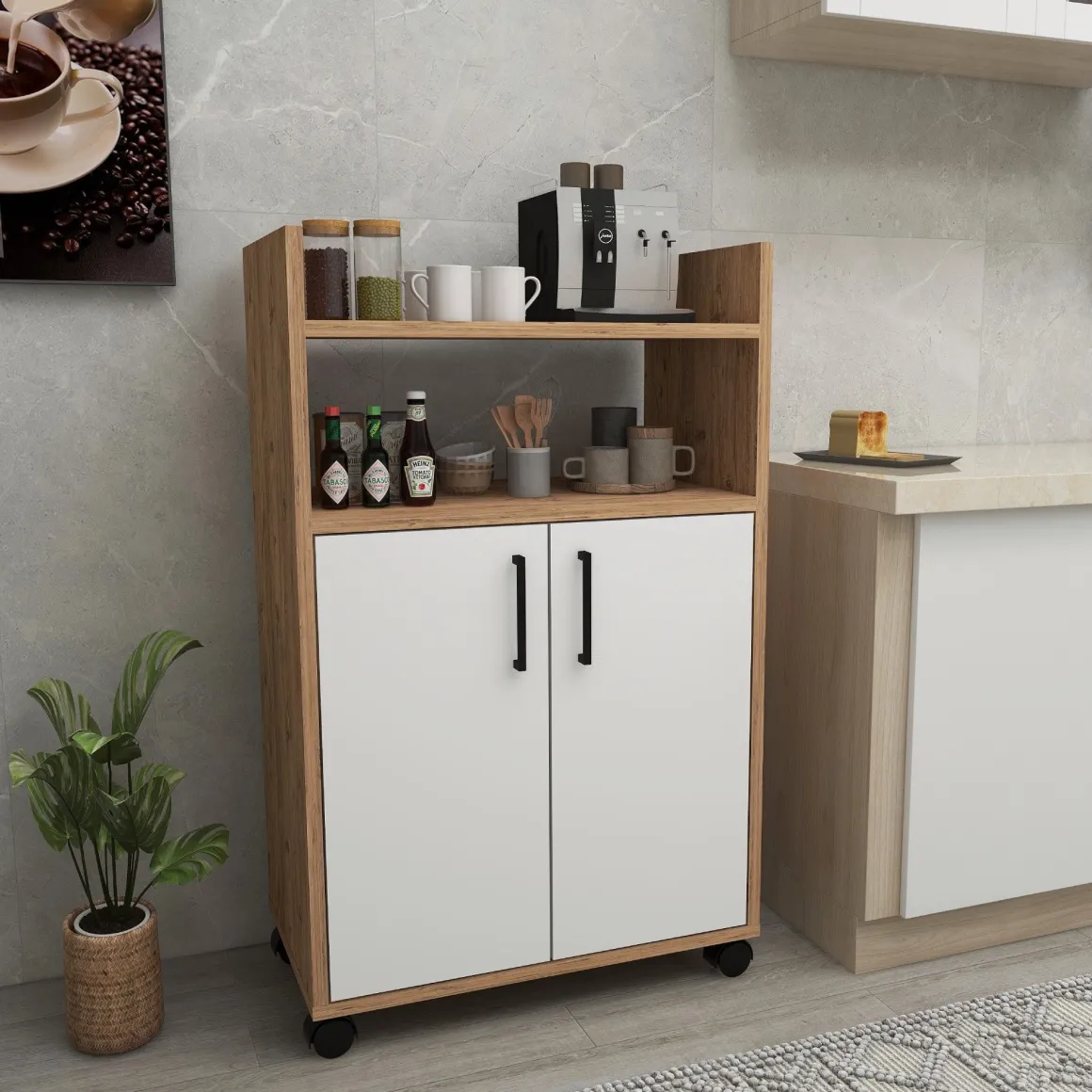 Armadi Multiuso 2 Ante > Dmora Armadio Multiuso 2 Ante 4 Ripiani 6 Vani 104x180h cm, 2 Ante - Pezzana Marrone Rovere