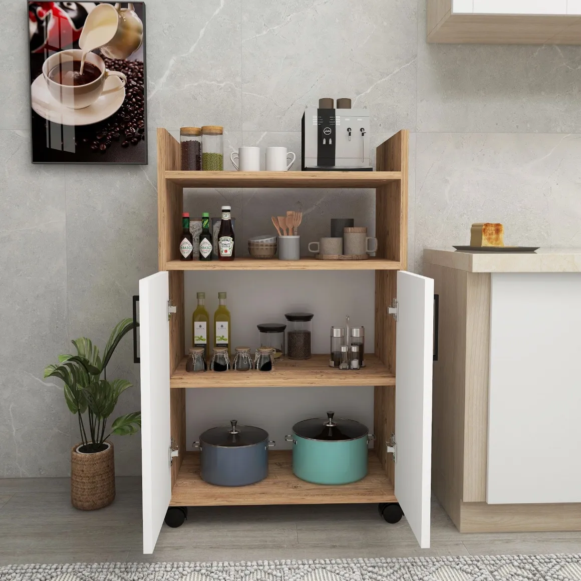 Armadi Multiuso 2 Ante > Dmora Armadio Multiuso 2 Ante 4 Ripiani 6 Vani 104x180h cm, 2 Ante - Pezzana Marrone Rovere