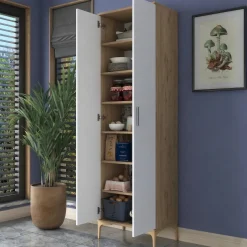 Armadi Multiuso 2 Ante > Dmora Armadio Multiuso 2 Ante 70x189h cm, 5 Ripiani - Pazzano Marrone Rovere