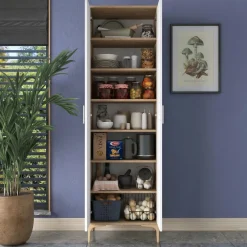 Armadio Multiuso 2 Ante Marrone Rovere 7 Ripiani 2 Ante 60x199h cm, 7 Vani - Garbagna