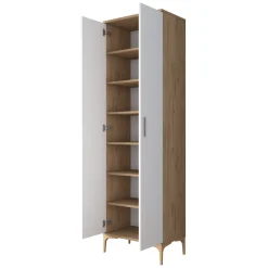 Armadio Multiuso 2 Ante Marrone Rovere 7 Ripiani 2 Ante 60x199h cm, 7 Vani - Garbagna