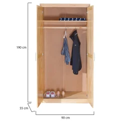 Armadio Multiuso 2 Ante Marrone Rovere Appendiabiti un Ripiano 95x190h cm, 2 Ante - Terzorio