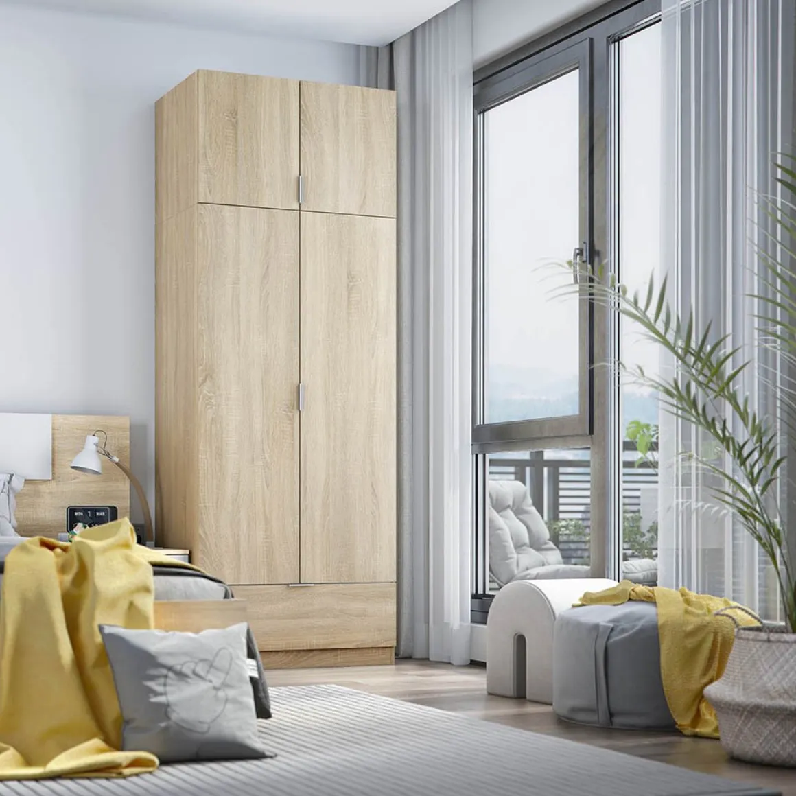 Armadio Multiuso 2 Ante Marrone Rovere un Ripiano un Vano 80x49h cm, 2 Ante - Carre