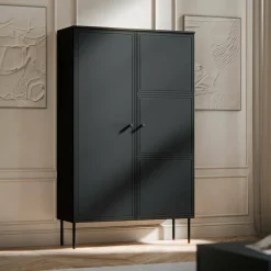Armadio multiuso 2 ante Sedilo, 100x39 h166 cm, Nero