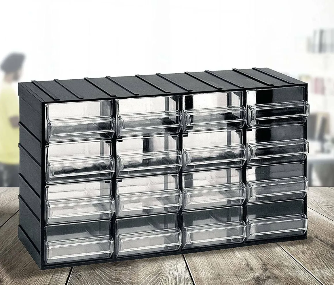 Bagno|Ingresso > Dmora Armadio multiuso Darrigon, Antracite, 24 cassetti