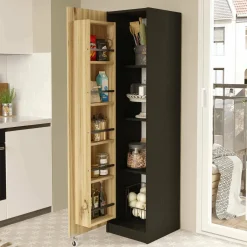 Armadi Multiuso 1 Anta > Dmora Armadio nero e noce slim 41x176h cm - Gaemi Nero, Marrone Noce