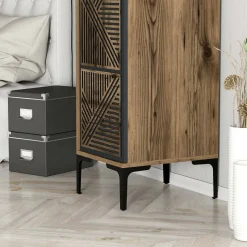 Armadio noce e antracite 1 anta 47x201h cm - Giusta