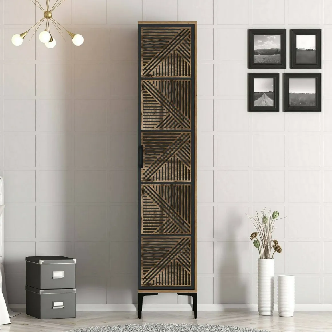 Armadio noce e antracite 1 anta 47x201h cm - Giusta
