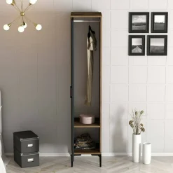 Armadio noce e antracite 1 anta 47x201h cm - Giusta