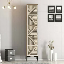 Armadi Multiuso 1 Anta|Camera Da Letto > Dmora Armadio noce e bianco 1 anta 47x201h cm - Giusta Bianco, Marrone Noce