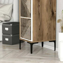 Armadi Multiuso 1 Anta|Camera Da Letto > Dmora Armadio noce e bianco 1 anta 47x201h cm - Giusta Bianco, Marrone Noce