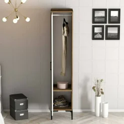 Armadi Multiuso 1 Anta|Camera Da Letto > Dmora Armadio noce e bianco 1 anta 47x201h cm - Giusta Bianco, Marrone Noce