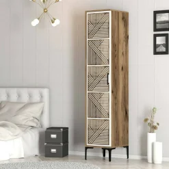 Armadi Multiuso 1 Anta|Camera Da Letto > Dmora Armadio noce e bianco 1 anta 47x201h cm - Giusta Bianco, Marrone Noce