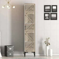Armadi Multiuso 1 Anta|Camera Da Letto > Dmora Armadio noce e bianco 1 anta 47x201h cm - Giusta Bianco, Marrone Noce