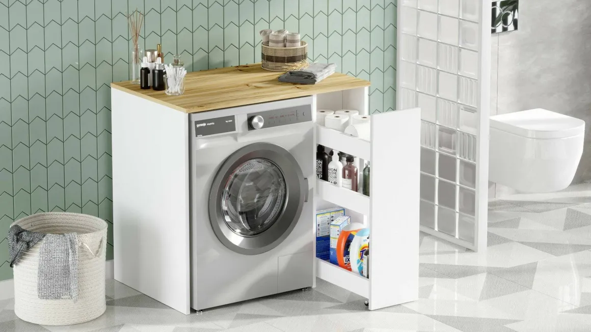 Armadio noce e bianco mobile lavatrice 93x88h cm - Axel