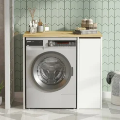 Armadio noce e bianco mobile lavatrice 93x88h cm - Axel