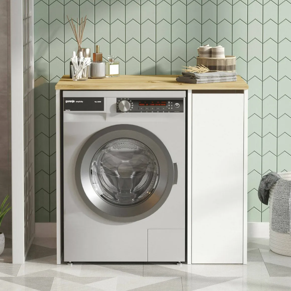 Armadio noce e bianco mobile lavatrice 93x88h cm - Axel