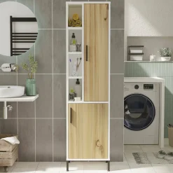 Armadi Multiuso 2 Ante > Dmora Armadio noce e bianco salvaspazio 45x173h cm - Jongdari Bianco, Marrone Noce