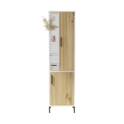 Armadi Multiuso 2 Ante > Dmora Armadio noce e bianco salvaspazio 45x173h cm - Jongdari Bianco, Marrone Noce