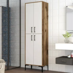 Armadio noce e bianco salvaspazio 60x200h cm - Amata
